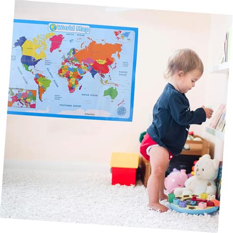 Operitacx 1 Sheet World Map Us Map Wall Decals for India | Ubuy