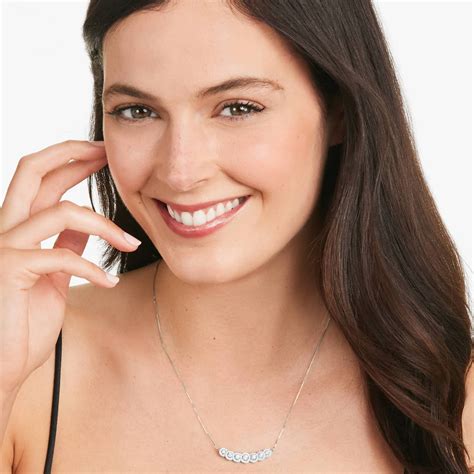 Seven Stone Halo Lab-Grown Diamond Necklace In 14K White Gold-81648w14l
