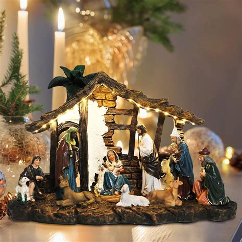 Buy Nativity Set for Christmas Indoor, Resin Figurines Ornaments Set ...