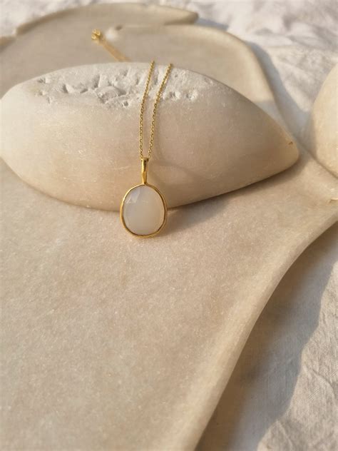 White Moonstone Soul pendant necklace silver chain for women – Kiri Kiri