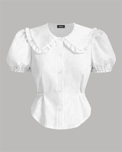 Puff Sleeve Fitted Blouse in White - Littlebox India