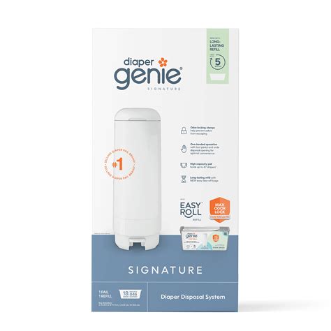Diaper Genie Signature Pail Includes 1 Easy Roll Refill with 18 Bags ...
