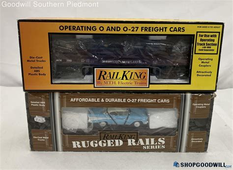 2 Rail King Train Cars Western Maryland & Southern Pacific Flat With ...