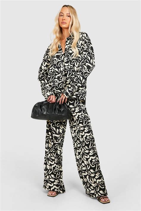 Tall Abstract Printed Shirt And Pants Two-Piece | boohoo USA