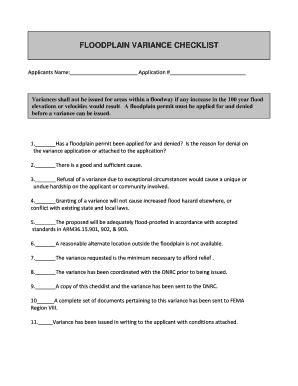 Fillable Online dnrc mt FLOODPLAIN VARIANCE CHECKLIST - dnrc mt Fax ...
