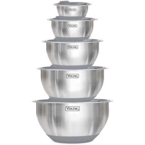 Viking 10-Piece Stainless Steel Mixing Bowl Set with Lids - Gray | Berings