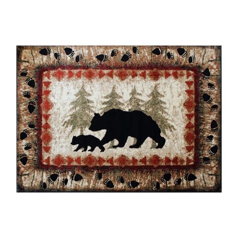 Masada Rugs Cabin/Lodge Theme Area Rug with Bear and Cub Scene | Michaels