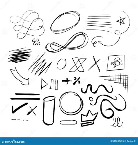 Random Hand Drawn Scribble Doodle Symbols Vector Random Hand Drawn ...