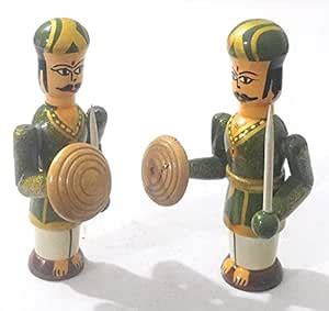 Crafts India® Handcrafted Wooden Soldier Pair Jaya and Vijaya Small ...