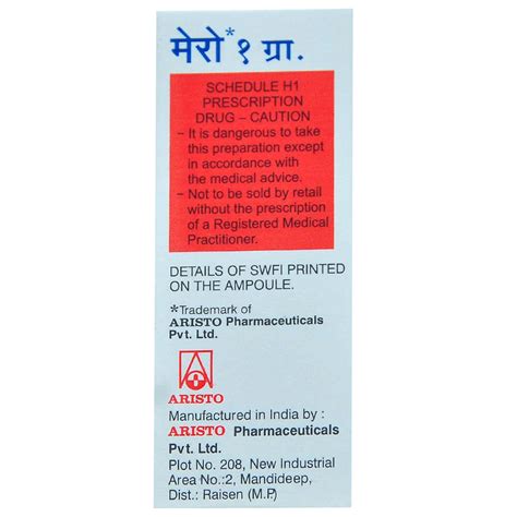 Mero 1gm Injection 1's Price, Uses, Side Effects, Composition - Apollo ...
