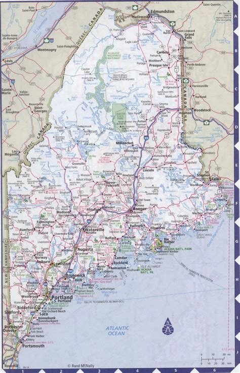 Map of Maine state with highways, roads, cities, counties. Image map of ...