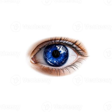Closeup of a detailed blue human eye with realistic features on a ...