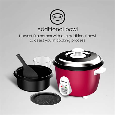 Shop Crompton Harvest Pro 1.8Ltr Rice Cooker - Double Bowl Cooking ...