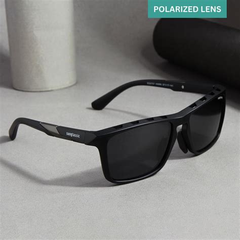 Buy Hawk Black Polarized Rectangle TR90 Sunglasses - Sunglassic