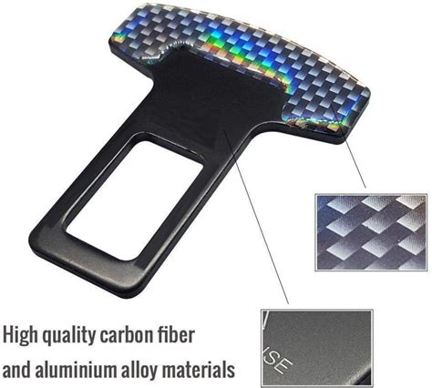 2 PCs Universal Vehicle Safety Car Seat Belt Alarm Stopper Alloy Buckle | Carbon Fibre ...