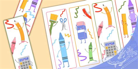 Stationery Characters Back to School Bookmarks