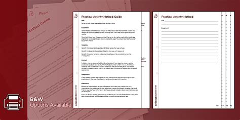A Level Chemistry Practical Activity Method Guide and Template