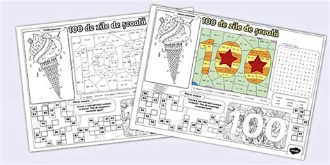 100 de zile de școală – Șervet de masă cu activități