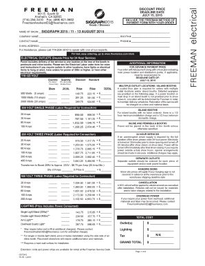 Fillable Online s2015 siggraph 15-16 ANA -LACC Electrical Order ...