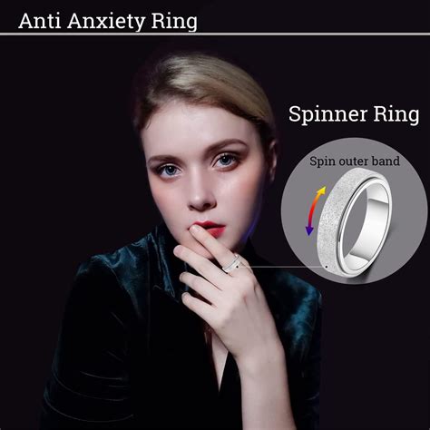 Buy Titanium Stainless Steel Anxiety Ring for Women Men, Size 6-12 ...