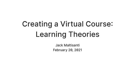 Creating a Virtual Course: Learning Theories — Teletype