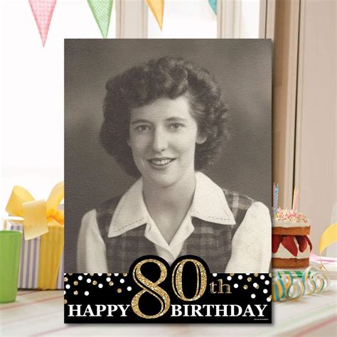 Buy Custom Adult 80th Birthday - Gold - Photo Yard Sign - Birthday ...