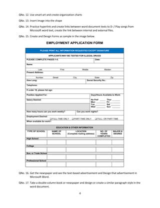 Image result for Computer Practical Questions Based On MS Word