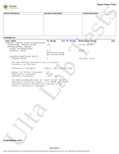 Albumin Random Urine Test with Creatinine | Ulta Lab Tests