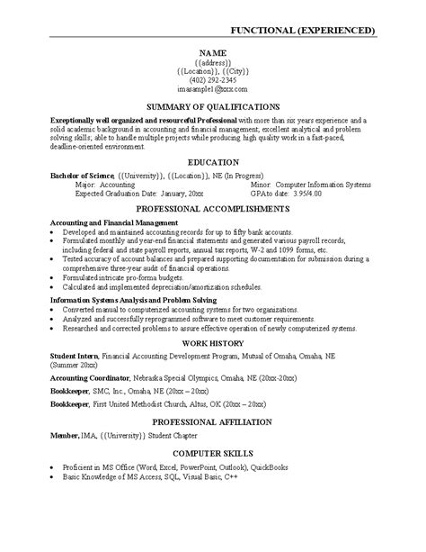 Sample Business Resume Format | Templates at allbusinesstemplates.com