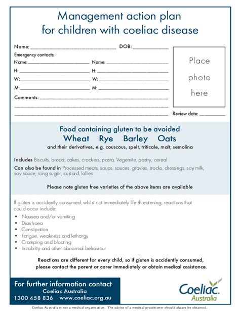 Management Action Plan for Children with Coeliac Disease - Blank ...