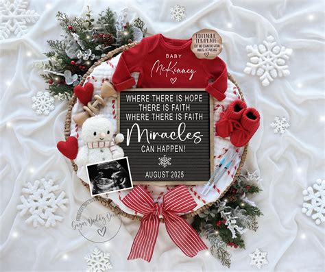 IVF Christmas Baby Announcement: Holiday Gender Neutral Template (Digita… | Christmas baby ...