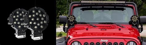 AllExtreme EX7M2B2 7 Inch Round Led Fog Light Universal 17 LED Off Road ...