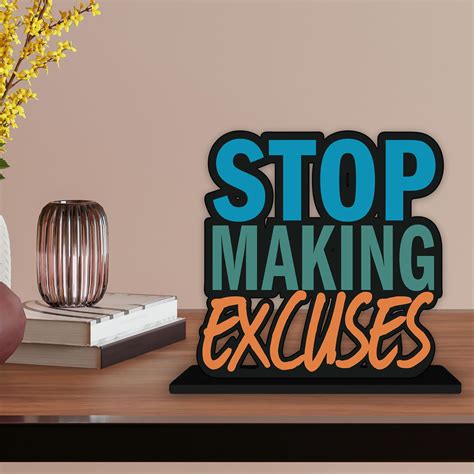 Buy Artvibes Wooden Idols and Figurine Stop Making Excuses Quotes Table ...