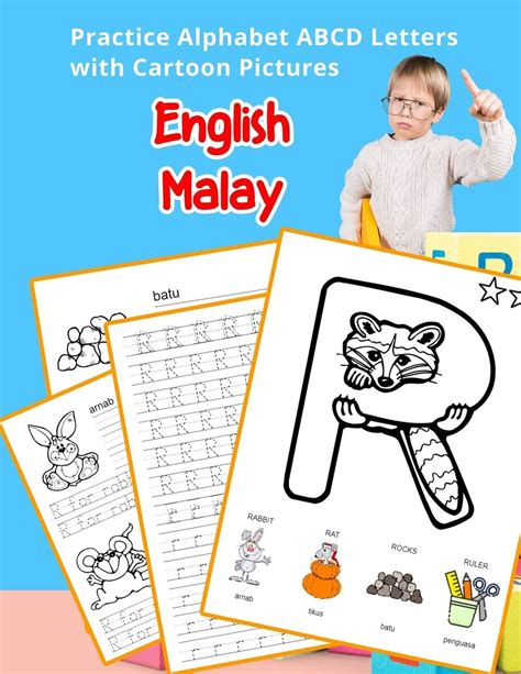 English Malay Practice Alphabet Abcd Letters With Cartoon Pictures ...