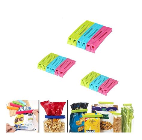 Kitchenwell 18 Pcs - 3 Different Size Plastic Food Snack Bag Pouch Clip ...