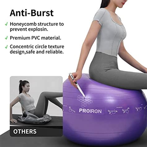PROIRON Printed Yoga Ball-65cm Purple Exercise Ball with Postures Shown ...