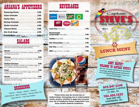 Captain Steve's Family Seafood Restaurant menus in Harrisburg, North ...