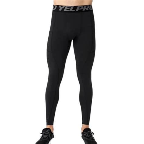 Mens Full Length Compression Leggings with Wide Waistband and Moisture ...