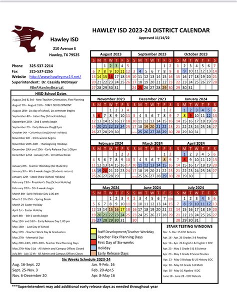 Hisd 23 24 Calendar