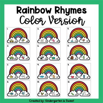 Rainbow Rhymes Write the Room by Kindergarten is Sweet | TPT