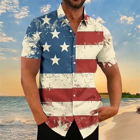 American Flag Shirts Mens Patriotic Shirt Men Red White and Blue Shirts ...