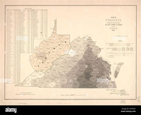 Map of Virginia - showing the distribution of its slave population from the census of 1860 Stock ...