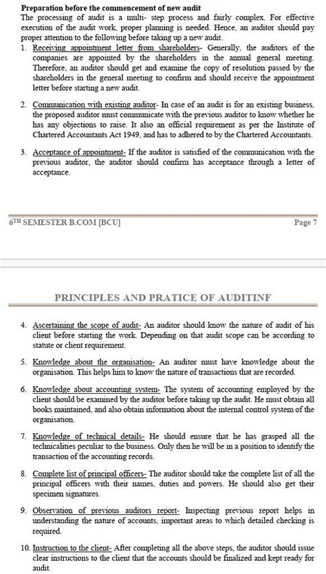 Preparatory steps before the commencement of audit? - EduRev B Com Question