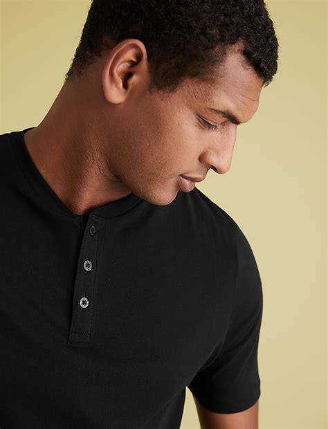 Buy 2 Pack Pure Cotton Henley T-Shirts at Marks & Spencer