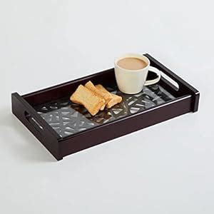 Home Centre Oakland Brown Printed Wooden Rectangular Serving Tray ...