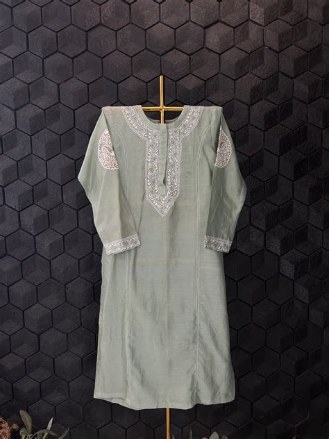 Sage Green Chanderi Chikankari Co-ord Set