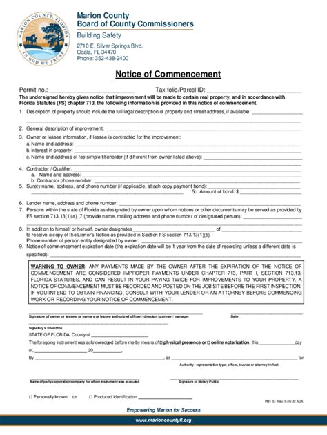 Florida Notice of Commencement Form - Blank Fillable Template | Fill ...