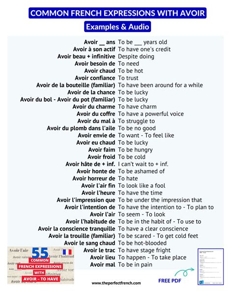 55 French Expressions with Avoir - To Have - French Online Language ...