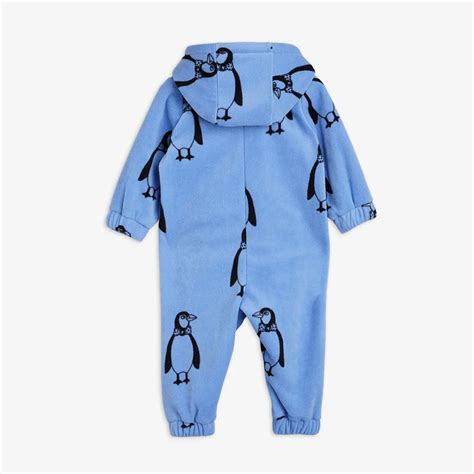 Penguin Fleece Onesie Blue | Mini Rodini