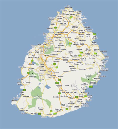 Detailed road map of Mauritius with cities and villages | Mauritius | Africa | Mapsland | Maps ...